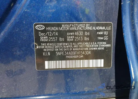 2015 Hyundai Sonata Limited 2.0T from USA, damaged, VIN 5NPE34AB9FH154304